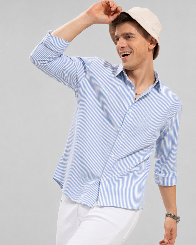 Lyphy Men Regular Fit Striped Spread Collar Casual Shirt
