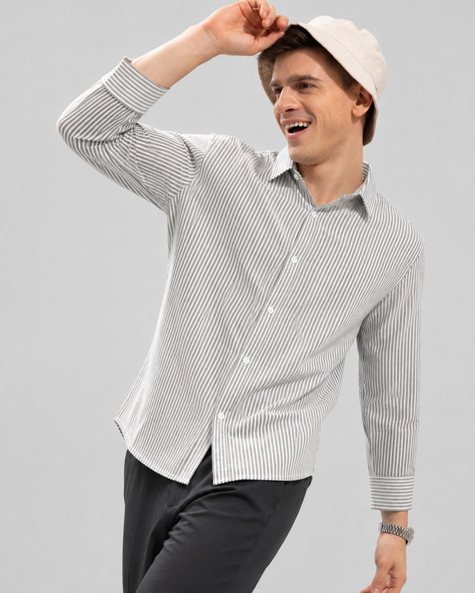 Lyphy Men Regular Fit Striped Spread Collar Casual Shirt - Image 9
