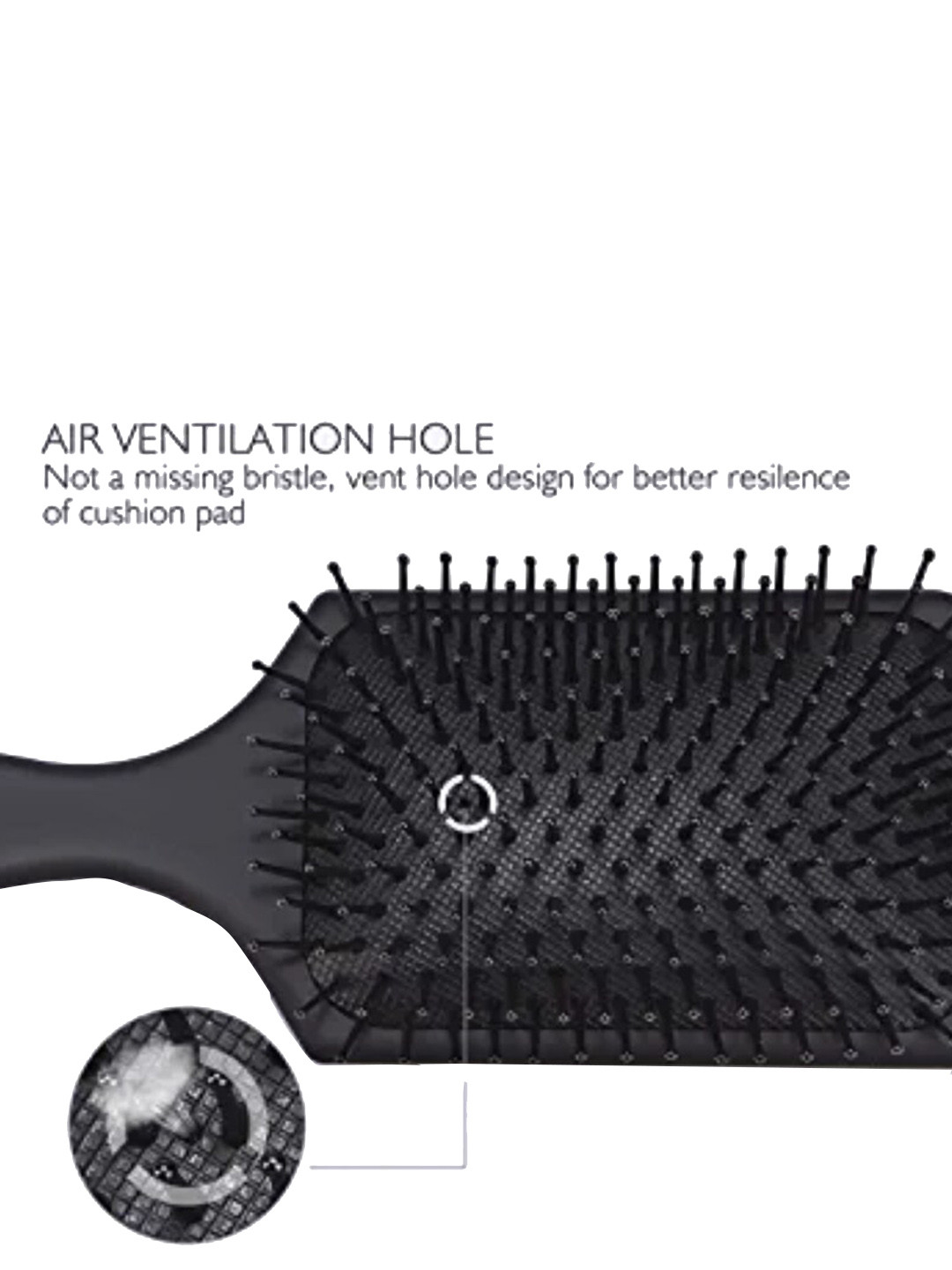 FEELHIGH Hair Massage Cushion Paddle Hair Brush - Black - Image 2