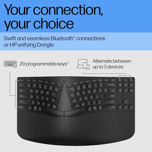 HP 960 Ergonomic Wireless Keyboard/Multi-Device/Soft
