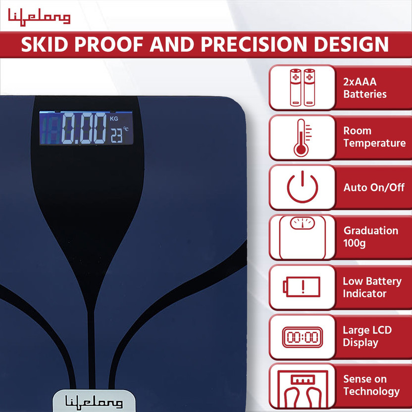 Lifelong Glass Weight Machine Weighing Scale (Blue) - Image 2