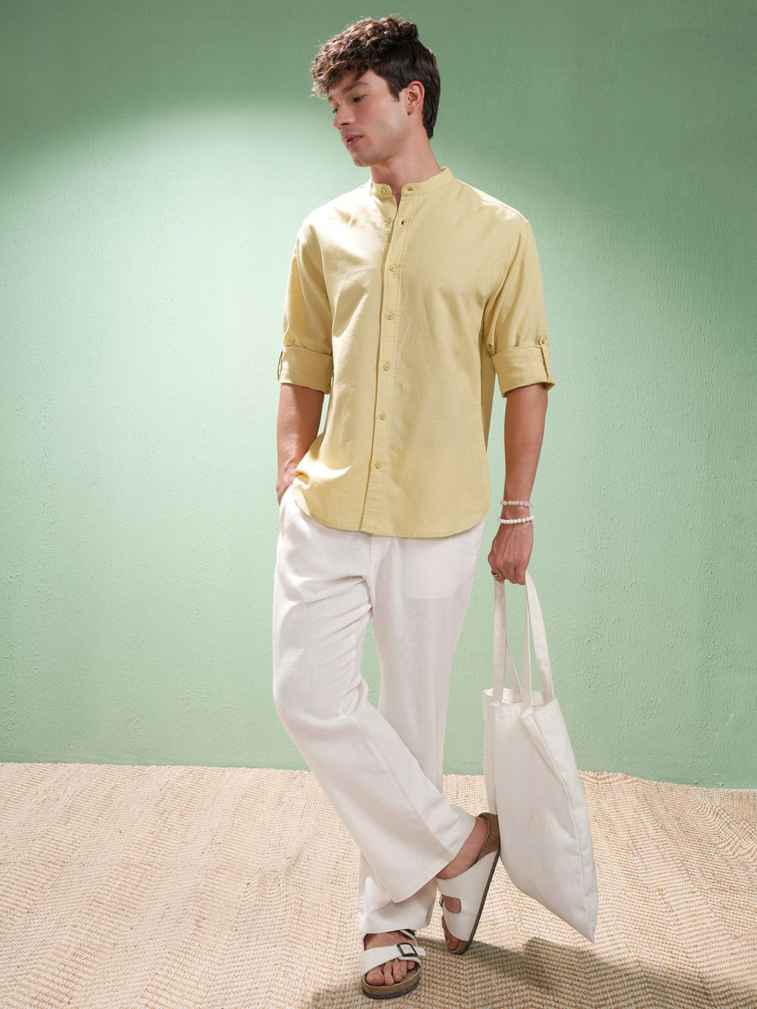 Highlander Men Cotton Linen Mandarin