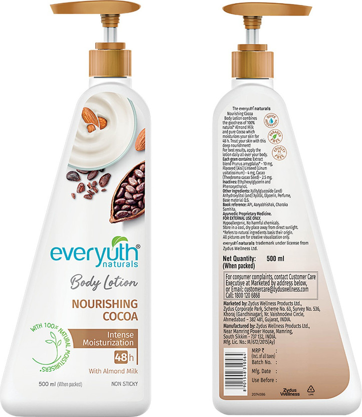 Everyuth Naturals Body Lotion Nourishing Cocoa 48 hr Moisturizati - Image 4