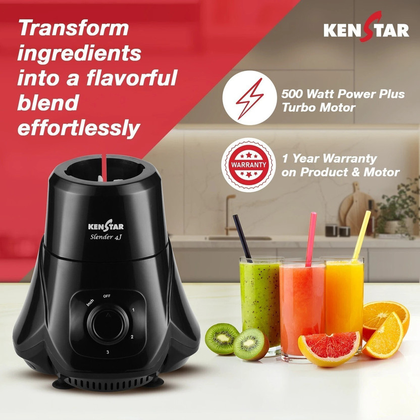 Kenstar Slender 500 W Mixer Grinder (Slender 4Jar | 4 Jars | Blac - Image 4