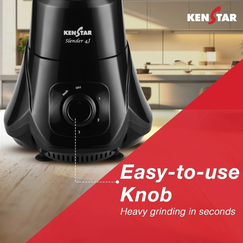 Kenstar Slender 500 W Mixer Grinder (Slender 4Jar | 4 Jars | Blac - Image 5