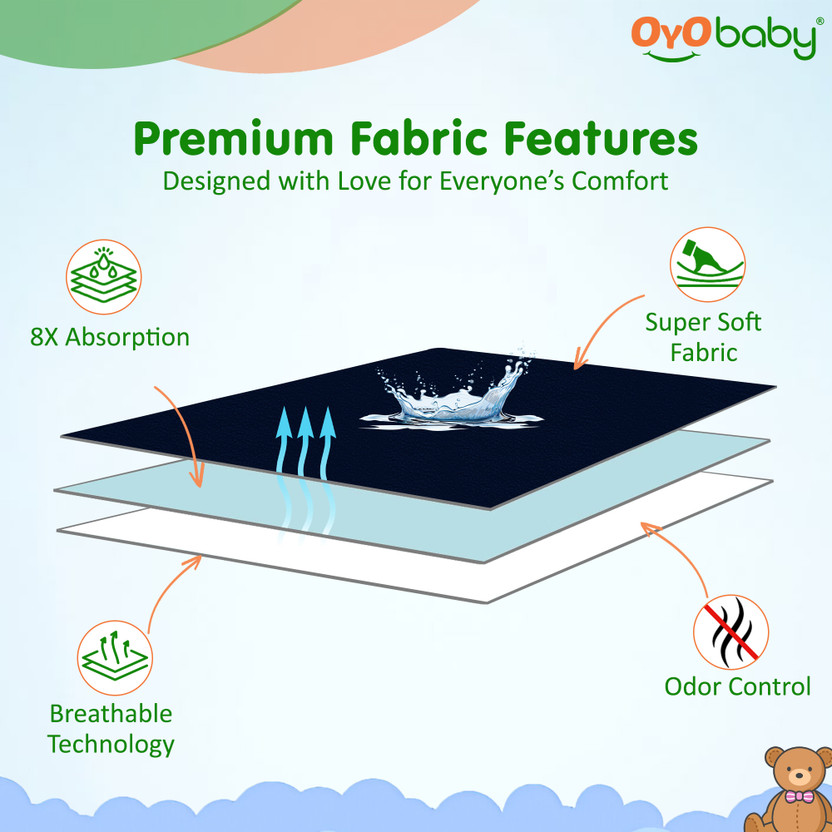 Oyo Baby Cotton Baby Bed Protecting Mat (Dark Blue, Grey, Maroon, - Image 2