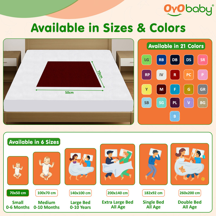 Oyo Baby Cotton Baby Bed Protecting Mat (Dark Blue, Grey, Maroon, - Image 5
