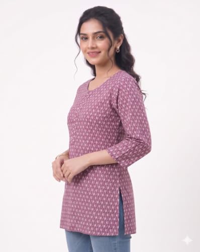 Purple Printed Short Kurti