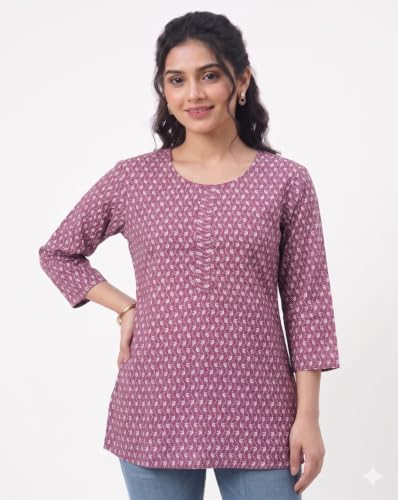 Purple Printed Short Kurti