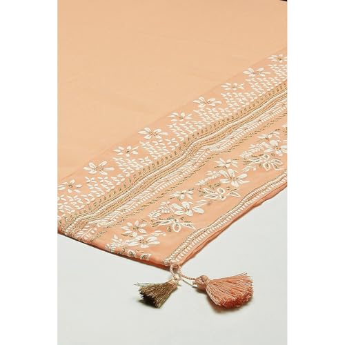 Rangriti Women Peach Cotton Blend Woven Dupatta_Free Size - Image 2