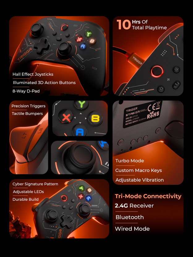 TRIGGR Striker Bluetooth Gamepad (Black