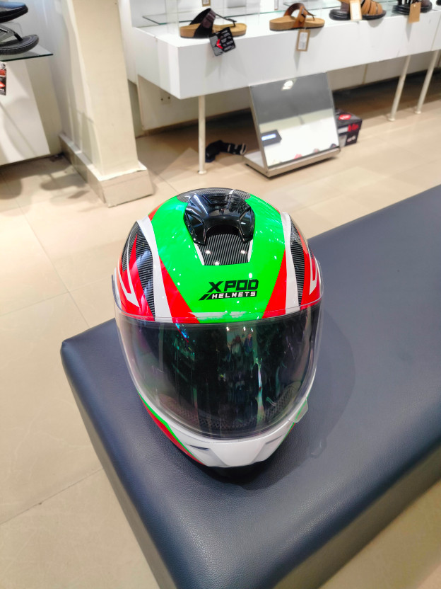 TVS X- Pod Primus Motorbike Helmet (Black Grey) - Image 8