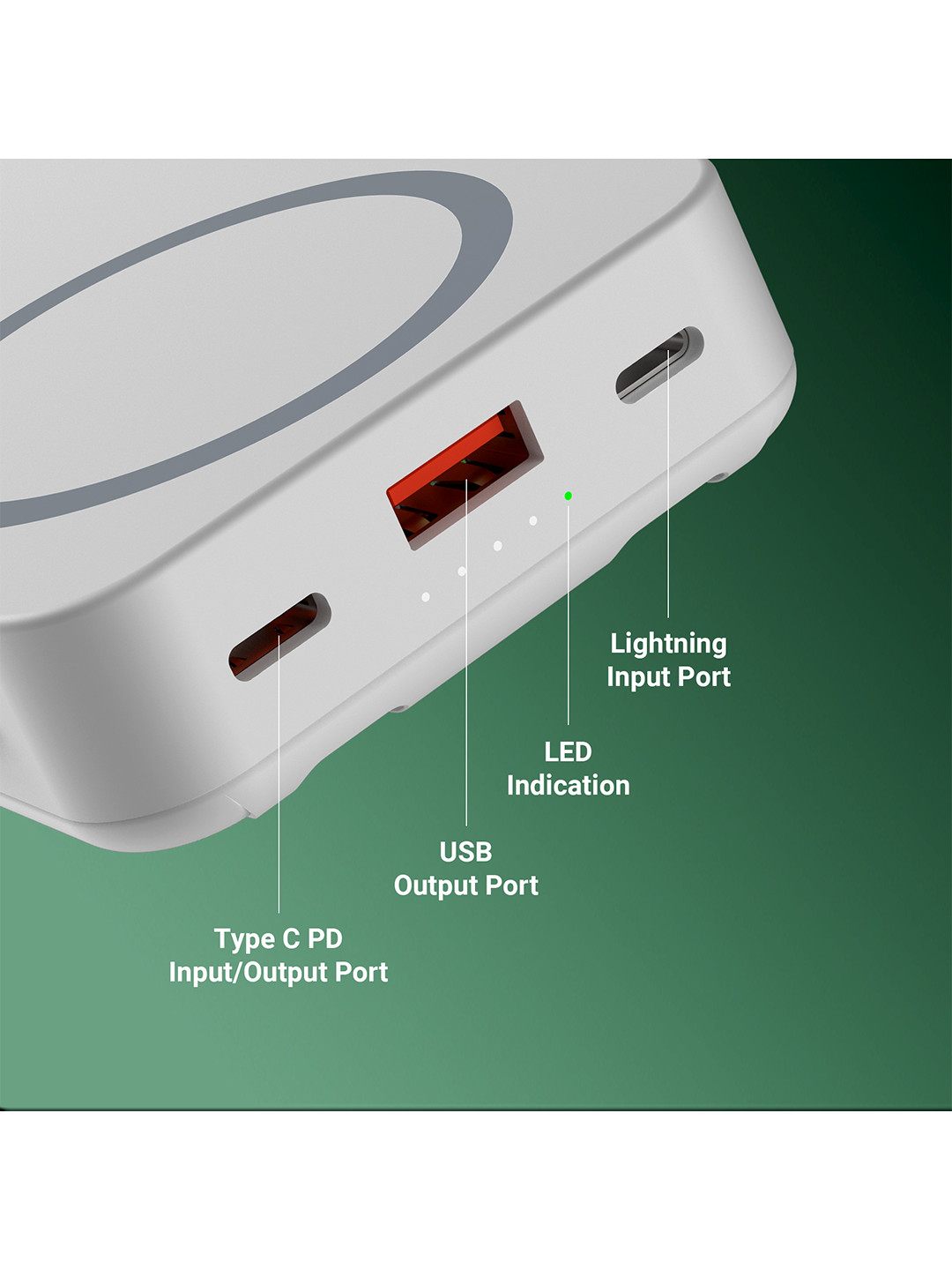 ZEBRONICS EnergiSafe 10R2 10000mAh MagSafe Power Bank - White - Image 3