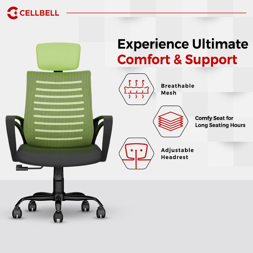 CELLBELL Desire C104 High Back Fabric, Mesh Office Executive Chai - Image 3