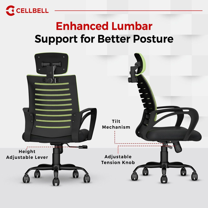 CELLBELL Desire C104 High Back Fabric, Mesh Office Executive Chai - Image 4