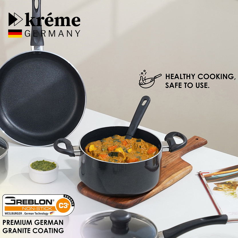 Kreme 5pcs Set Combo Non-Stick Coated Cookware Set (Aluminium, 7 - Image 4