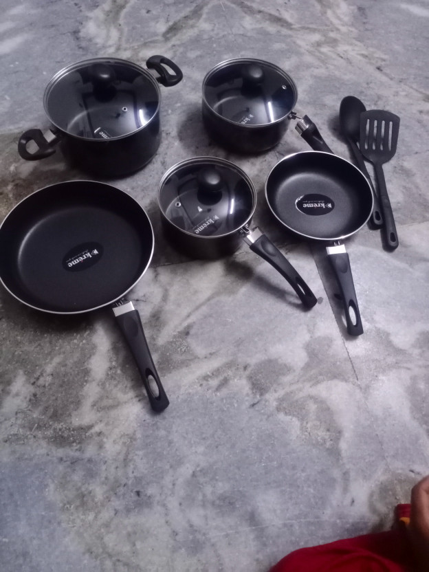 Kreme 5pcs Set Combo Non-Stick Coated Cookware Set (Aluminium, 7 - Image 10