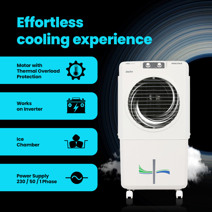 Voltas 36 L Room/Personal Air Cooler (Grey & White, Delite 36) - Image 4