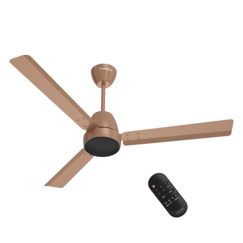 Crompton Energion Nucleoid 1200mm BLDC Ceiling Fan | Remote Control | BEE 5 Star Rated | Upto 60% Energy Efficient | 24 Watt | High Air Delivery | Low Noise | 4 Years Brand Warranty | Gilded Beige