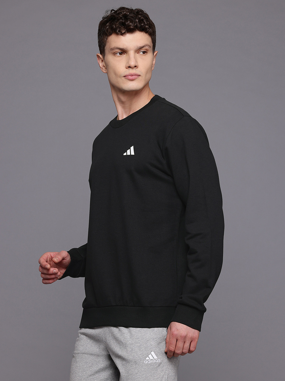 ADIDAS Brand Logo Detail Round Neck Sweatshirt - Image 3