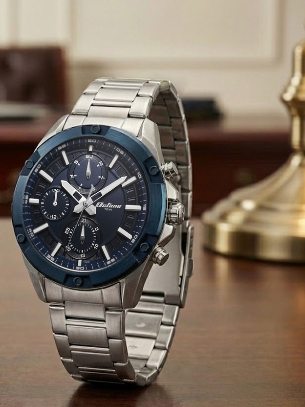 Titan Octane Multifunction Blue Dial Silver Stainless Steel Strap - Image 4