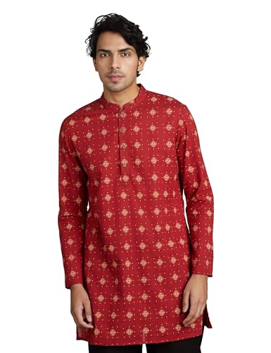 Amazon Brand - Symbol Men's 100% Cotton Everyday Mid Length Casual Kurta - Regular Fit (Available in Plus Sizes)