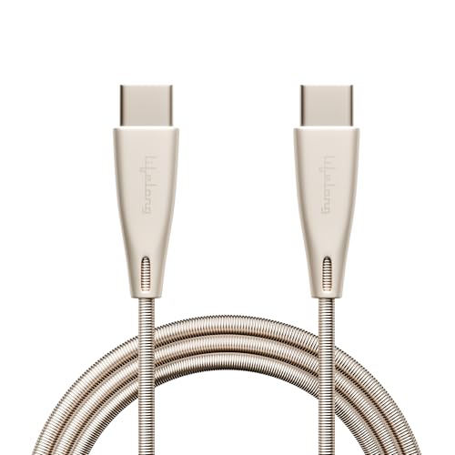 Lifelong Electronics 60W PD USB Type C to Type C Metal Coiled Fast Charging Cable | High Speed Data Cable | Aluminum Alloy & Tangle Free | iPhone 16/15/14, Android, Laptop, Tablet etc. | 1.25M