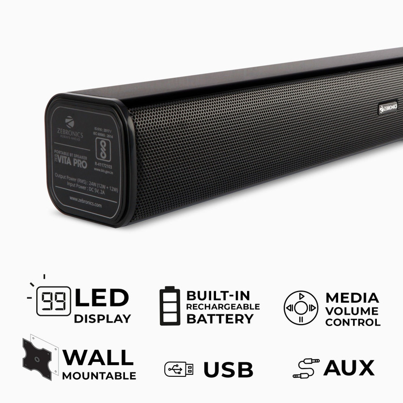 ZEBRONICS Zeb-Vita Pro 24 W Bluetooth Speaker (Black, Stereo Chan - Image 3