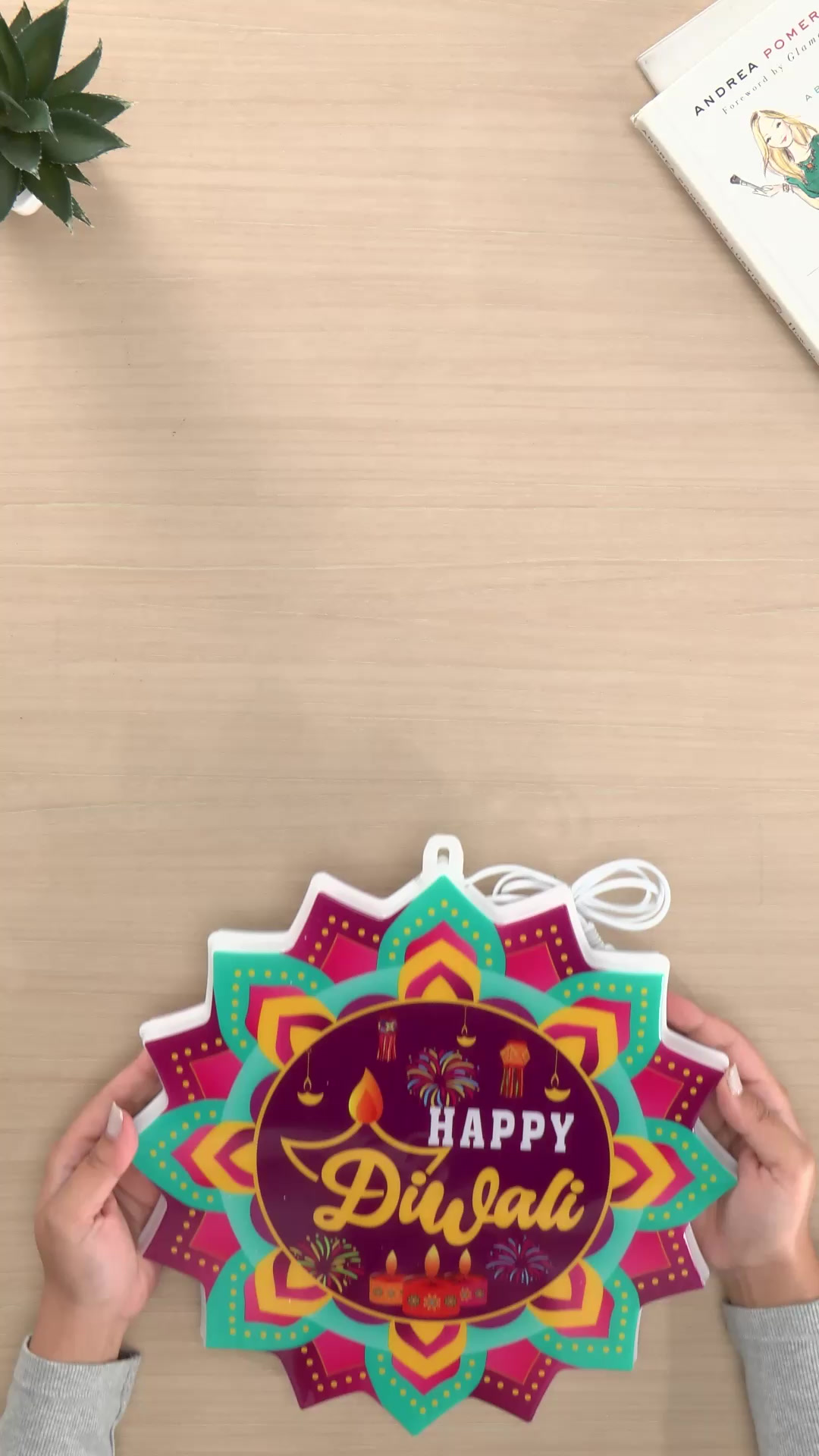 Desidiya® Happy Diwali LED Hanging Light | Warm White Double-Sided - Image 2