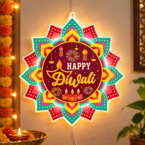 Desidiya® Happy Diwali LED Hanging Light | Warm White Double-Sided - Image 3