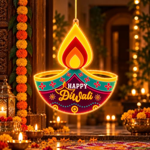Desidiya® Diya LED Hanging Light | Warm White Double-Sided Festival Décor
