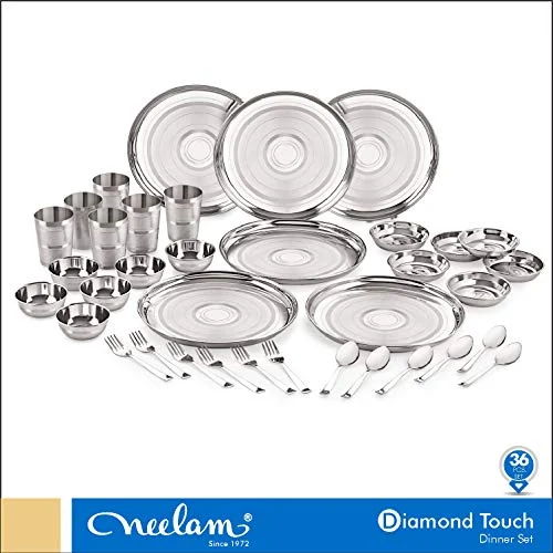 Neelam Stainless Steel Dinner Set (Set of 36 Pcs Diamond) - Image 2