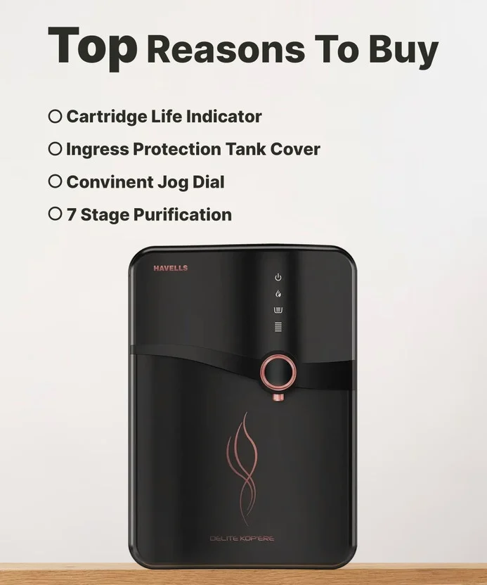 HAVELLS Delite Kop'ere 6.5 L RO + UV Water Purifier Stainless Ste - Image 3