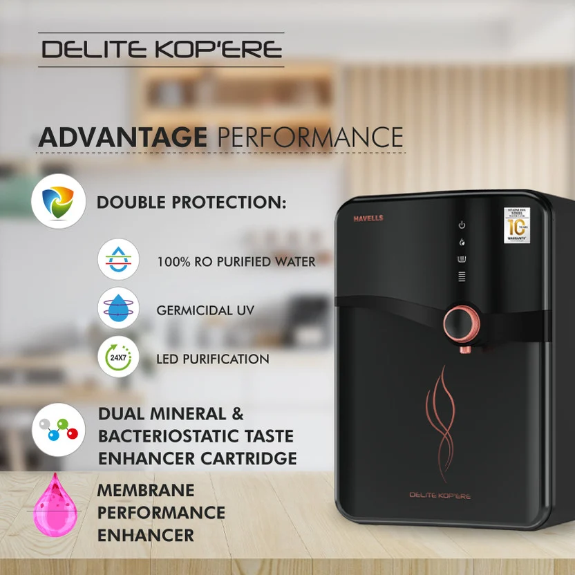 HAVELLS Delite Kop'ere 6.5 L RO + UV Water Purifier Stainless Ste - Image 5