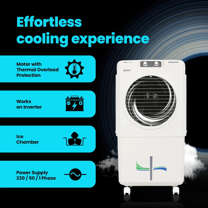Voltas 36 L Room/Personal Air Cooler (Grey & White, Delite 36) - Image 4