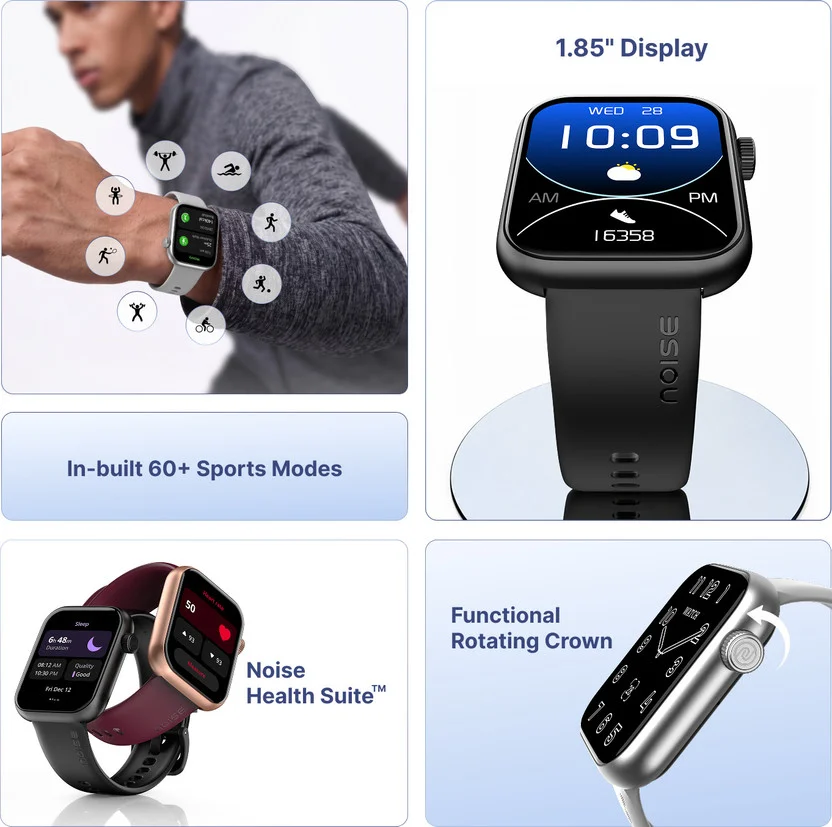 Noise Icon Rise 1.85" Display, BT Calling, Functional Rotating Cr - Image 2