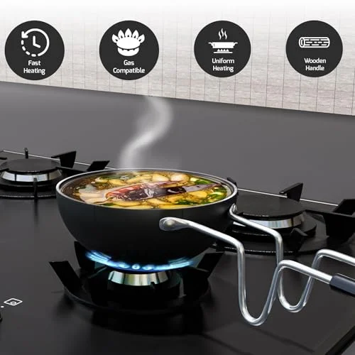 Add2Cart Pre-Seasoned Tadka Pan, Compatible