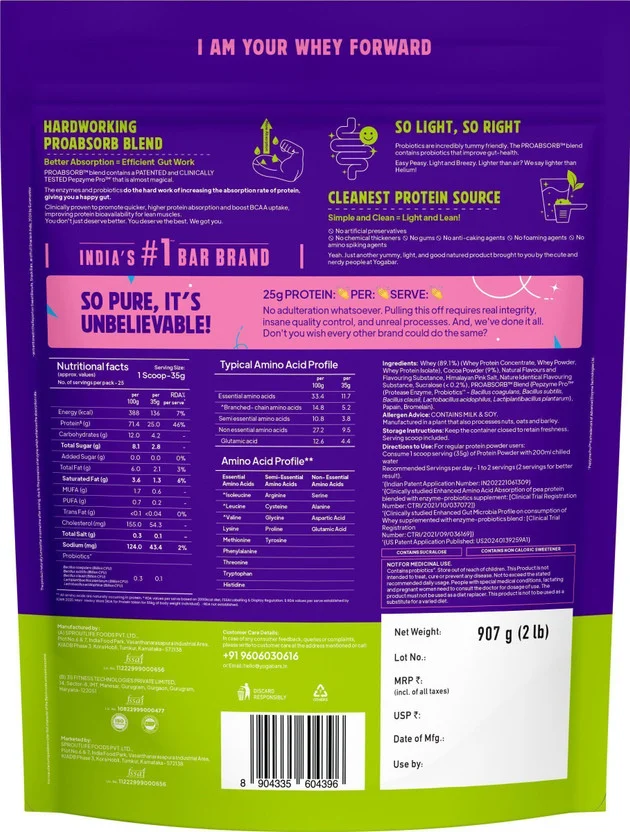 Yogabar Isolate + Concentrate Whey Protein (907 g, Delicious & Ch - Image 3