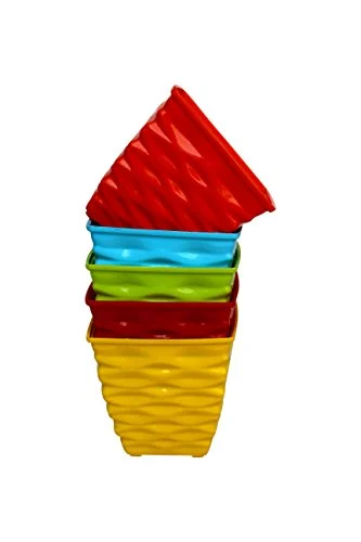 GARDENS NEED 110003 Plastic Diamond Pot Set (Multicolored, 5-Pieces) - Image 2