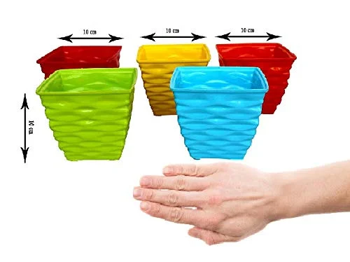 GARDENS NEED 110003 Plastic Diamond Pot Set (Multicolored, 5-Pieces) - Image 7