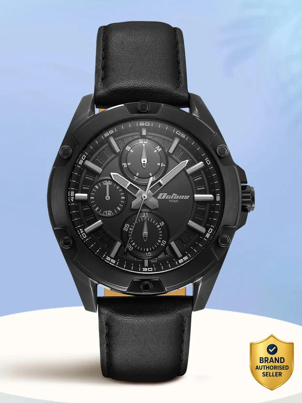Titan Octane Multifunction Black Dial Black LeatherStrap Automati
