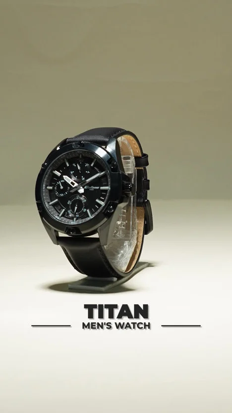 Titan Octane Multifunction Black Dial Black LeatherStrap Automati - Image 3