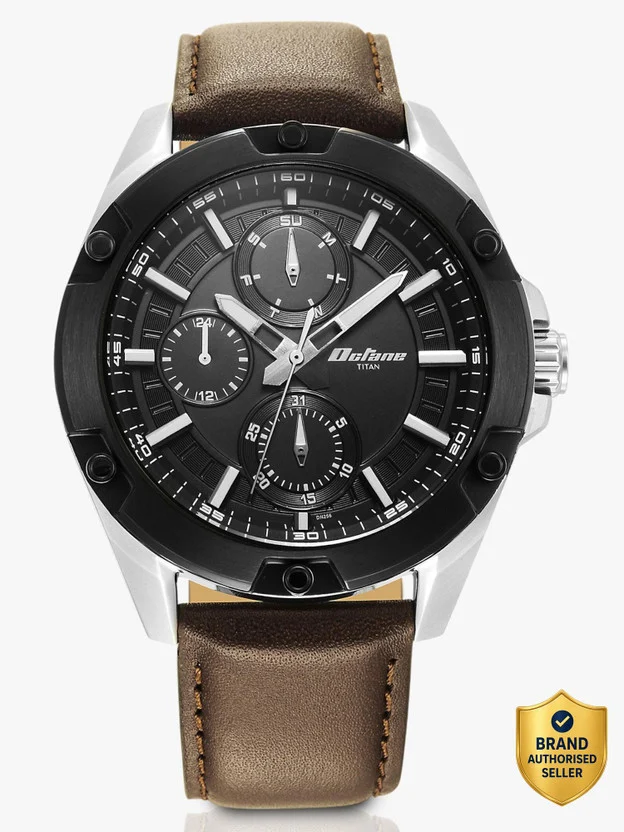 Titan Octane Multifunction Black Dial Black LeatherStrap Automati - Image 7