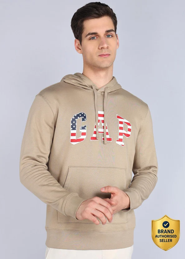 GAP Men Full Sleeve Self Design Hooded Sweatshirt